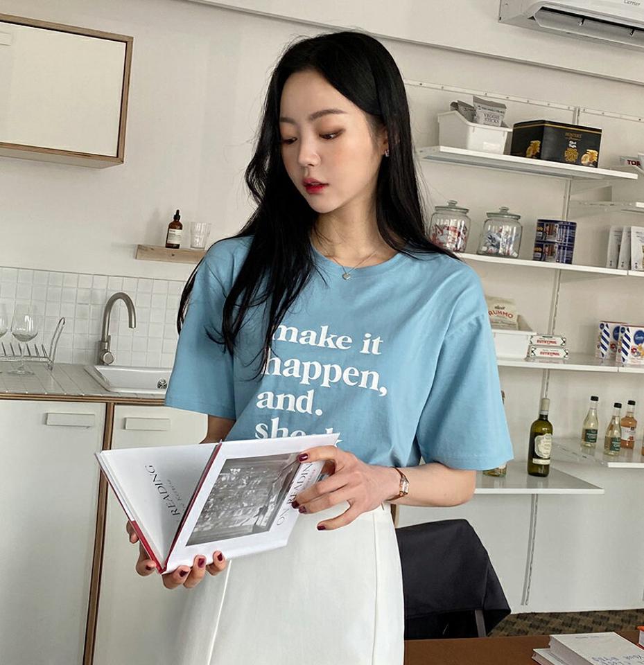 ラウンドレタリング半袖Tシャツ・全3色・t02085 レディース 【tops】Tシャツ トップス レタリング 半袖 シンプル ラウンドネック ロゴ ロゴt 可愛い かわいい 春 夏 カジュアル 韓国ファッション