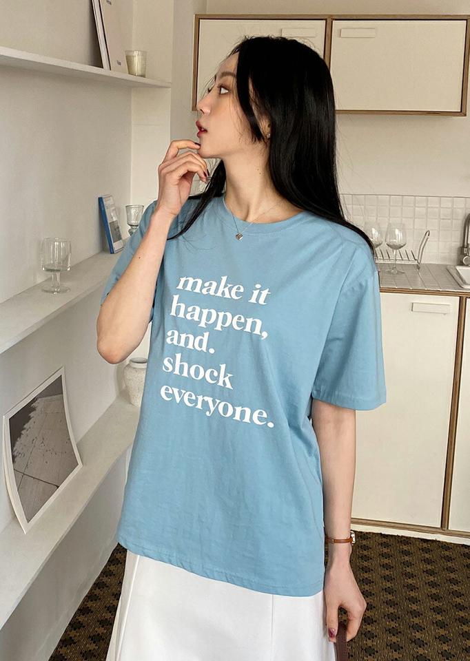 ラウンドレタリング半袖Tシャツ・全3色・t02085 レディース 【tops】Tシャツ トップス レタリング 半袖 シンプル ラウンドネック ロゴ ロゴt 可愛い かわいい 春 夏 カジュアル 韓国ファッション