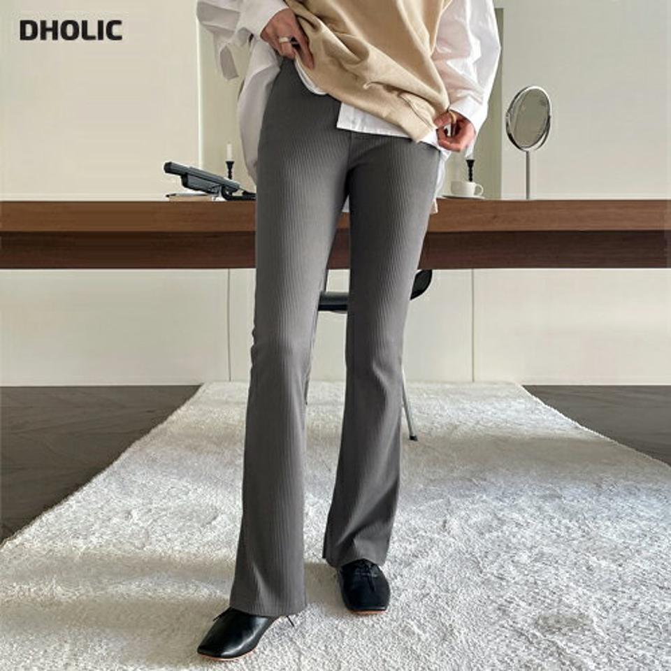 リブフレアパンツ・全4色・t71818 レディース 【pt】パンツ ズボン ロングパンツ フレアパンツ リブ 単色 シンプル カジュアル ウエストゴム 楽ちん 春 秋 冬 韓国ファッション ハイホリHIHOLLI