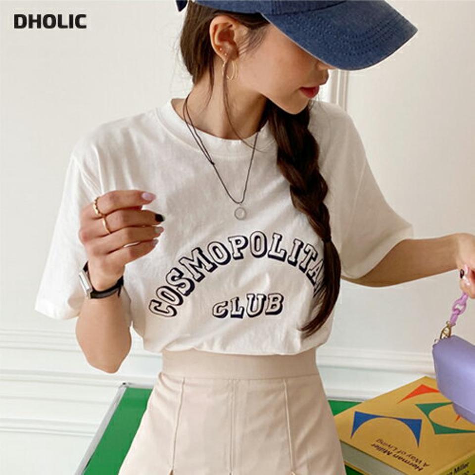 レタリングクロップドTシャツ・全3色・t65428 レディース 【tops】韓国ファッション トップス Tシャツ 大人 半袖 ラウンドネック クロップド丈 レタリング 英字 ロゴ シンプル 体型カバー フェミニン カジュアル デイリー 春 秋 冬