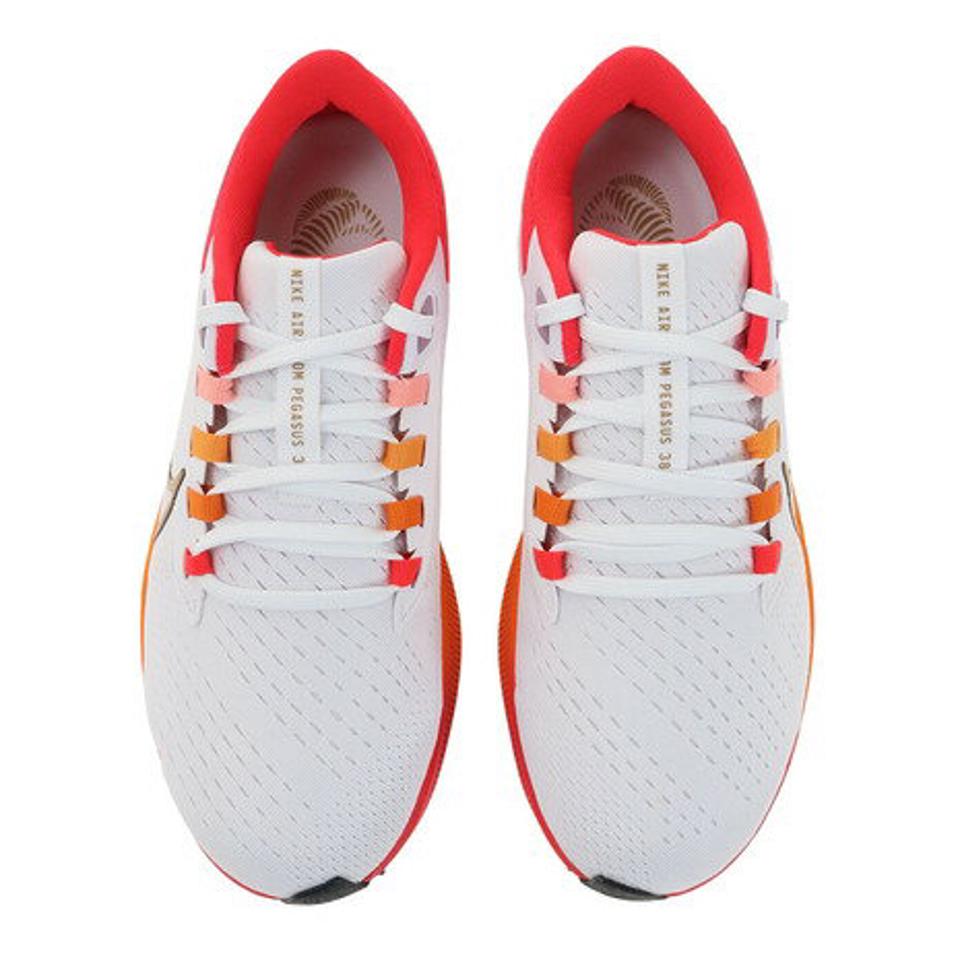 ナイキ（NIKE）（レディース）ランニングシューズ エア ズーム ペガサス 38 ホワイト レッド DQ5038-100 スニーカー ジョギング 軽量 駅伝 部活 マラソン