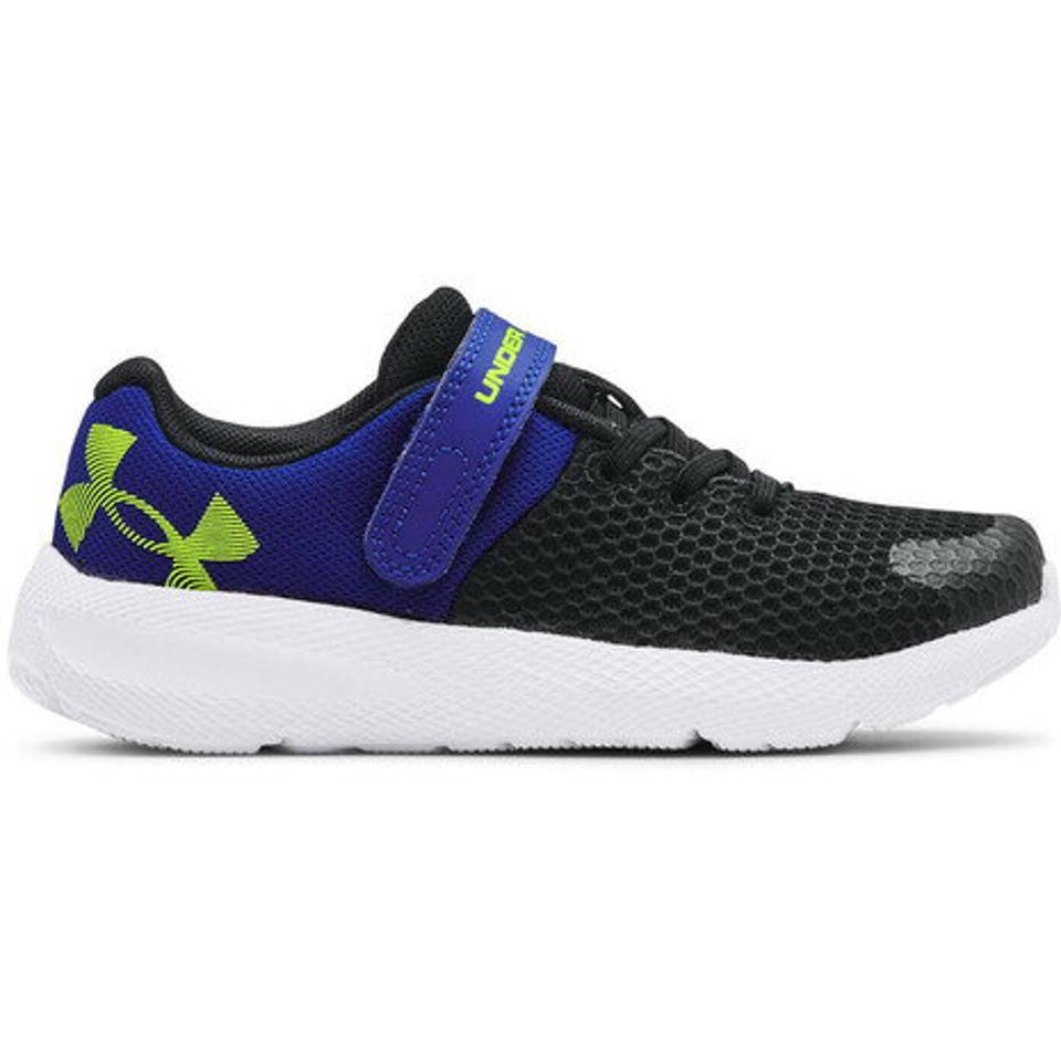 アンダーアーマー（UNDER ARMOUR）（キッズ） ジュニア スニーカー パスート2 AC ビッグロゴ ブラックブルー ブラックレッド 3024485 マジックテープ 運動靴