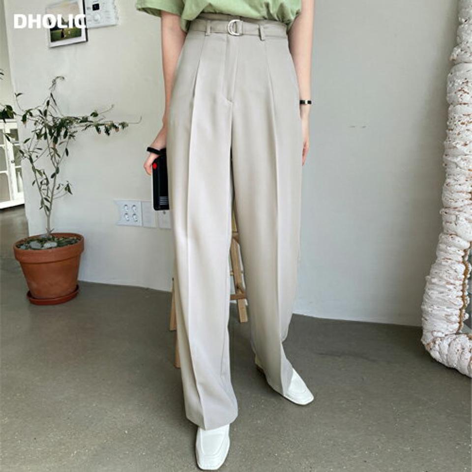 ベルト付ストレートスラックス・全3色・t02115 レディース 【pt】パンツ スラックス ロング 丈 オフィスカジュアル シンプル ベーシック 無地 パステル ハイウエスト ベルト ストレート 春 夏 秋 冬 ダーツ 脚長効果 きれいめ 大人 韓国ファッション