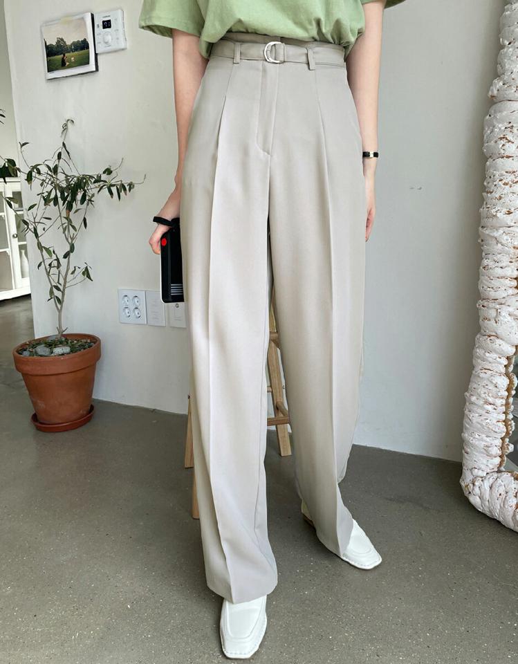 ベルト付ストレートスラックス・全3色・t02115 レディース 【pt】パンツ スラックス ロング 丈 オフィスカジュアル シンプル ベーシック 無地 パステル ハイウエスト ベルト ストレート 春 夏 秋 冬 ダーツ 脚長効果 きれいめ 大人 韓国ファッション