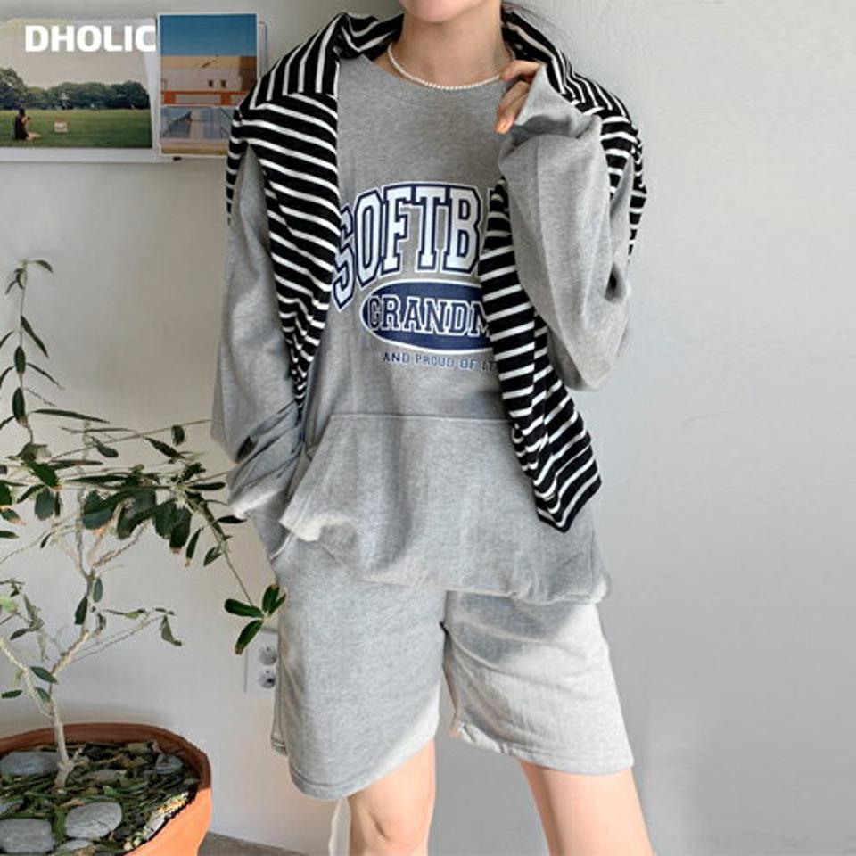 レタリングポケットスウェット&ショートパンツSET・全3色・t02112 レディース 【pt】セットアップ スウェット トレーナー 長袖 パンツ ショート 丈 ロゴ ラフ レタリング 春 秋 ウエストゴム 楽ちん 紐 ドロップショルダー ゆったり カジュアル 柄 韓国ファッション