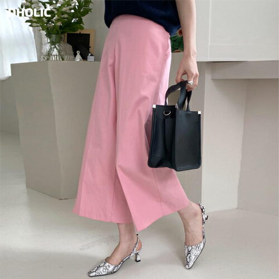 【10%OFF】バックゴムコットンワイドパンツ・全3色・b00197 レディース 【pt】パンツ ロング 丈 ワイド 楽ちん シンプル 無地 単色 春 夏 秋 冬 パステル きれいめ 大人 カラーパンツ ウエストゴム 楽ちん ハイウエスト ピンク 韓国ファッション ハイホリHIHOLLI セール SALE