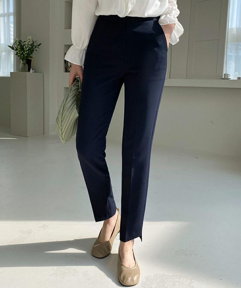 アンバランステーパードスラックス・全3色・b00196 レディース 【pt】パンツ スラックス ユニーク ロング テーパード 無地 シンプル 単色 春 夏 秋 冬 アンバランス ダーツライン オフィスカジュアル きれいめ 大人 韓国ファッション ハイホリHIHOLLI