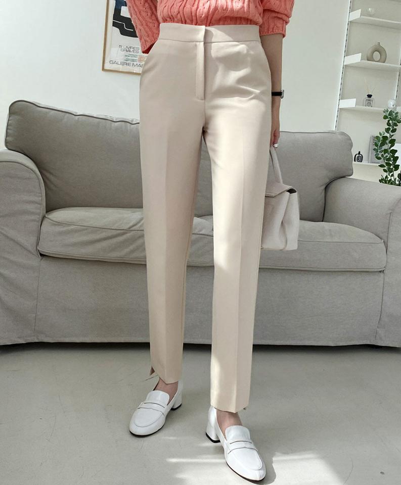 アンバランステーパードスラックス・全3色・b00196 レディース 【pt】パンツ スラックス ユニーク ロング テーパード 無地 シンプル 単色 春 夏 秋 冬 アンバランス ダーツライン オフィスカジュアル きれいめ 大人 韓国ファッション ハイホリHIHOLLI