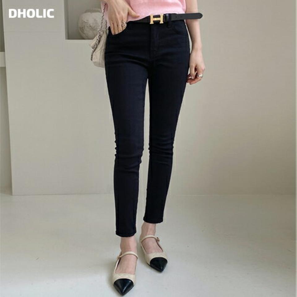 スキニーブラックパンツ・全1色・t00195 レディース 【pt】パンツ ロング 丈 スキニー 無地 単色 シンプル ベーシック 春 夏 秋 冬 ぴったり 綿 ウレタン フィット ブラック カジュアル フェミニン 韓国ファッション ハイホリHIHOLLI