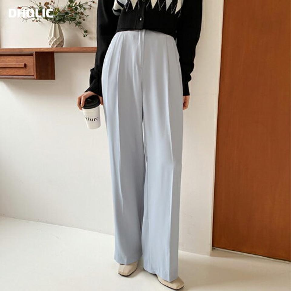 ツータックハイウエストワイドスラックス・全5色・t66326 レディース 【pt】韓国ファッション ボトムス ロング ロングパンツ スラックスパンツ スラックス ツータック ハイウエスト ワイド 無地 シンプル フェミニン カジュアル 春 秋 冬