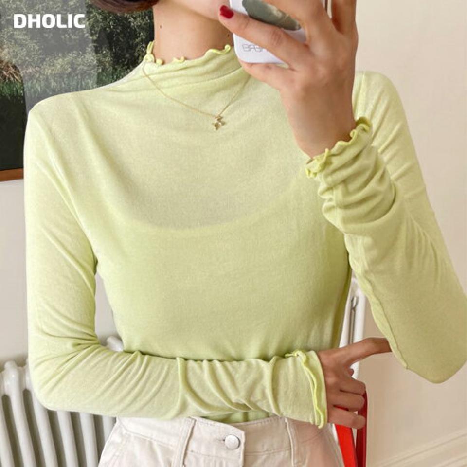 ハーフネックメロウTシャツ・全8色・t66184 レディース 【tops】韓国ファッション トップス Tシャツ 大人 長袖 ラハーフネック メロウ スリム 無地 シンプル 体型カバー 細身 フェミニン カジュアル 秋 冬