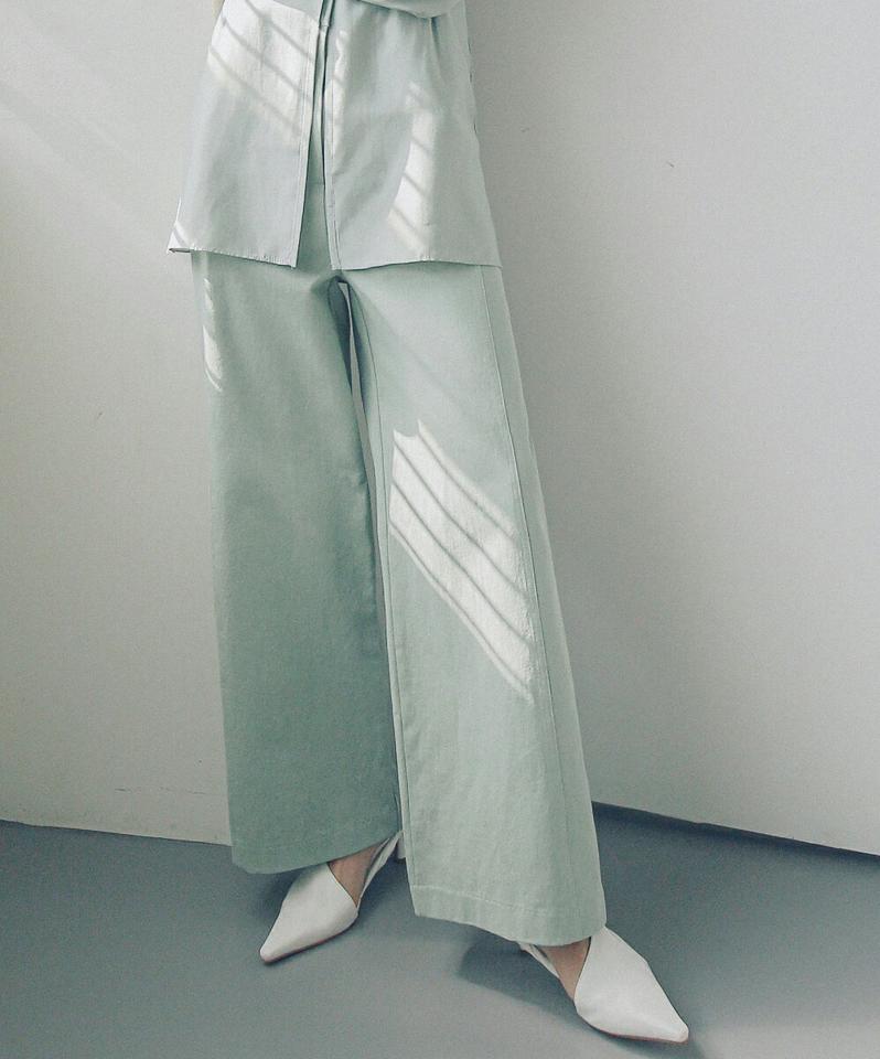 ストレートコットンパンツ・全2色・t00183 レディース 【pt】パンツ ズボン ロングパンツ ストレートパンツ 綿 単色 無地 シンプル 大人 ワイドパンツ ベルトループ ポケット ハイウエスト パステル カジュアル カラーパンツ 春 秋 韓国ファッション ハイホリHIHOLLI