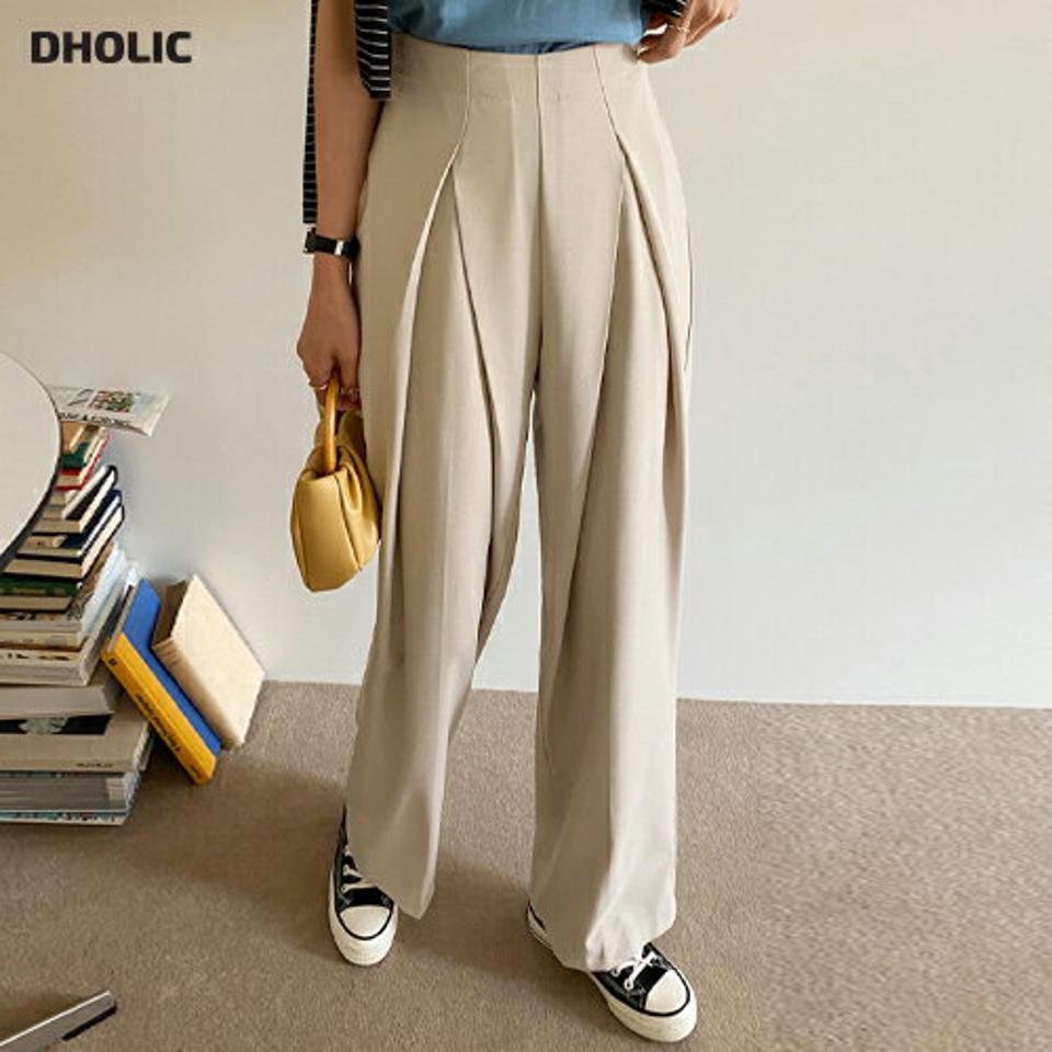 ディープタックワイドスラックス・全3色・t65479 レディース 【pt】スラックス パンツ ロング丈 パステル 無地 単色 シンプル 春 夏 秋 冬 ユニーク ウエストゴム 楽ちん タック ワイド 大人っぽ 韓国ファッション