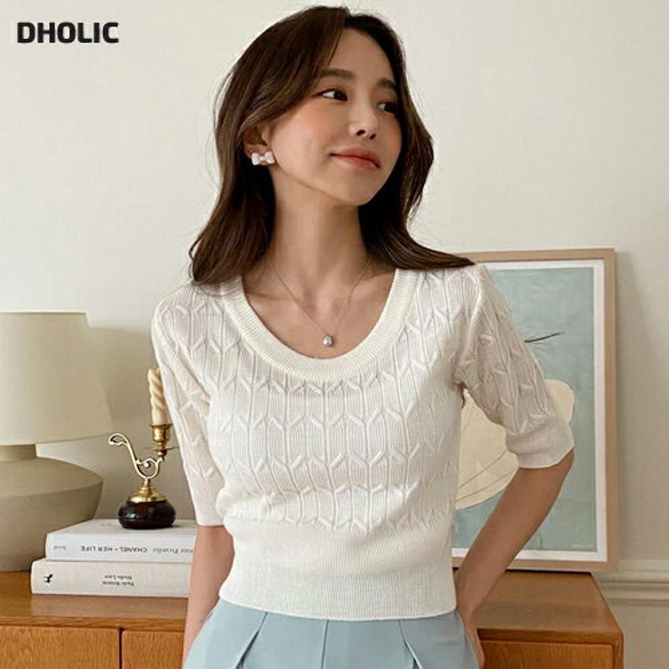 【10%OFF】ジグザグ半袖ニット・全4色・t65467 レディース 【tops】ニット トップス 半袖 柄 ジグザグ 春 夏 秋 デコルテ見せ 鎖骨 Uネック クロップド丈 ぴったり カジュアル 大人っぽ かわいい 可愛い パステル ブラック 韓国ファッション【HS】セール