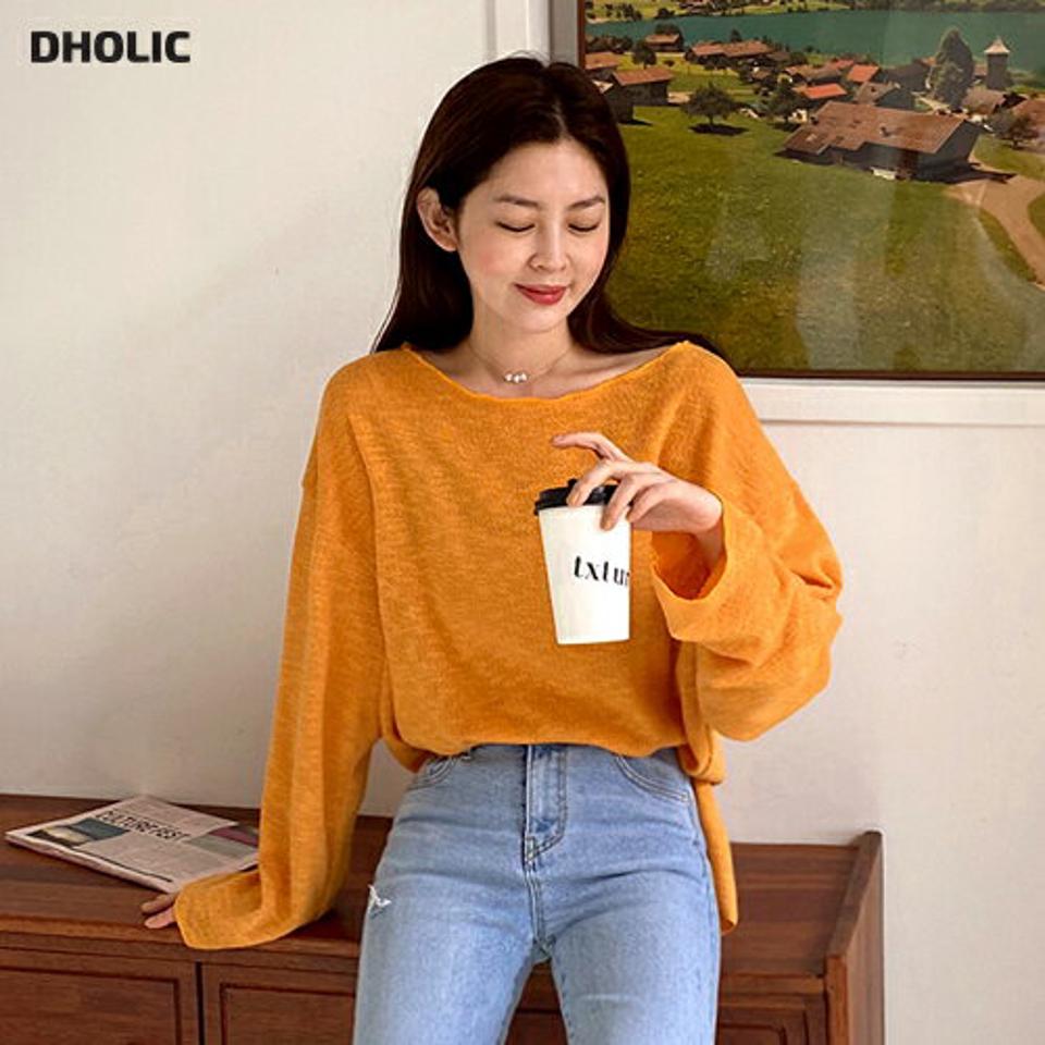ラウンドルーズスリットニット・全7色・t66307 レディース 【tops】韓国ファッション トップス ニット 大人 長袖 ラウンドネック ルーズ スリット カラーニット 異素材 無地 シンプル フェミニン カジュアル デイリー 春 秋 冬