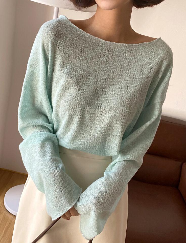 ラウンドルーズスリットニット・全7色・t66307 レディース 【tops】韓国ファッション トップス ニット 大人 長袖 ラウンドネック ルーズ スリット カラーニット 異素材 無地 シンプル フェミニン カジュアル デイリー 春 秋 冬