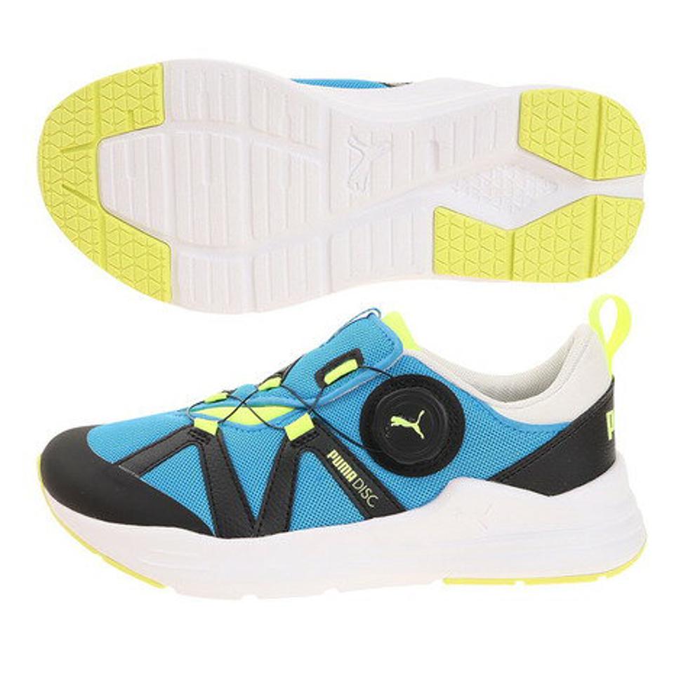 【6/5 24h限定 エントリー＆対象4店舗買い回りで最大P10倍！】プーマ（PUMA）（キッズ） プーマ ワイヤードラン ディスク ブルー ブラックピンク 19568701 ジュニア キッズ シューズ スニーカー