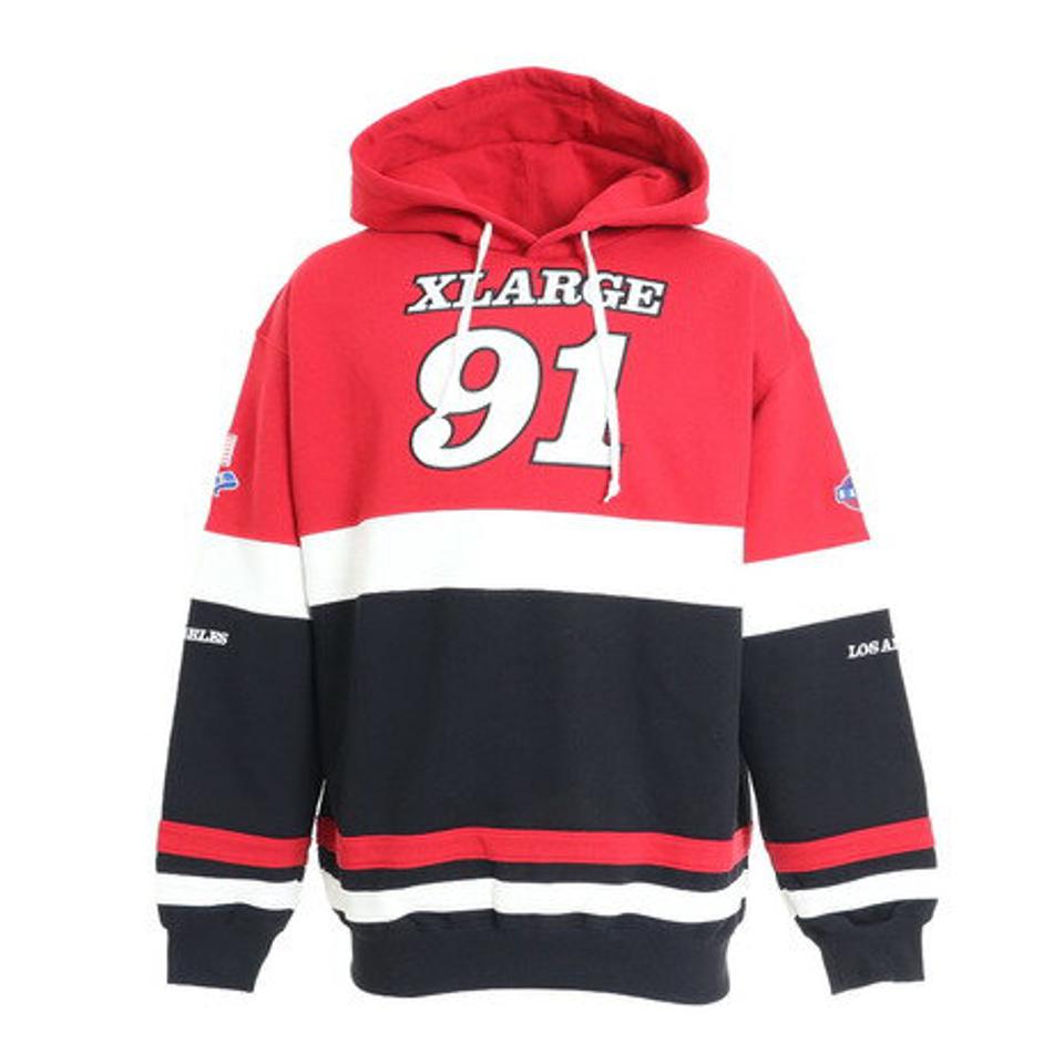 エクストララージ（XLARGE）（メンズ、レディース）TEAM PANELED フーディスウェット 101221012012-RED