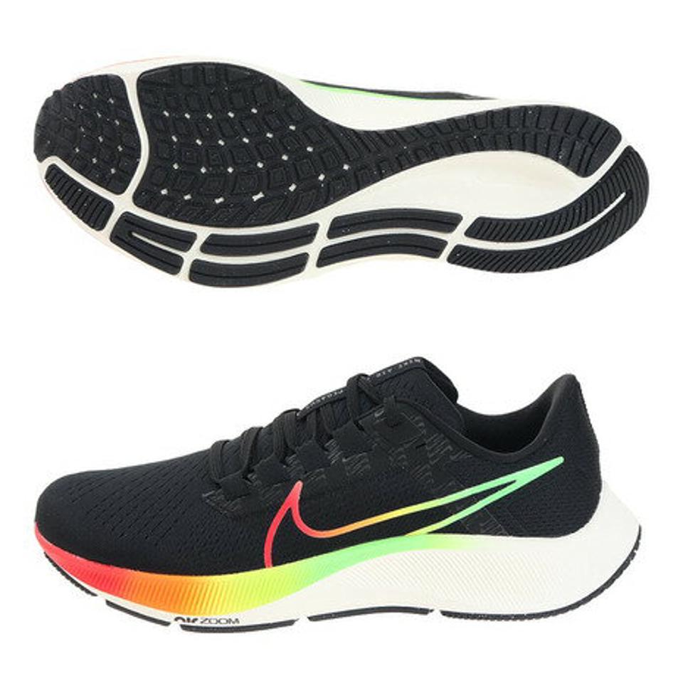 【ランニング対象品購入&エントリーでP10倍！8/19 20:00〜8/28 23:59】ナイキ（NIKE） エア ズーム ペガサス 38 ブラック レインボー 黒 DQ4994-010 ランニングシューズ ジョギング スポーツ スニーカー トレーニング （メンズ）