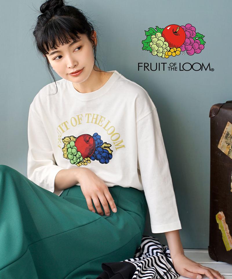 【半額BIGバーゲン】カットソー / レディース トップス プルオーバー Tシャツ 長袖 七分袖 綿100％ コットン 70036300 ゆったり 夏 【メール便可22】◆Fruit of the Loom（フルーツオブザルーム）：フロントプリント 七分袖Tシャツ