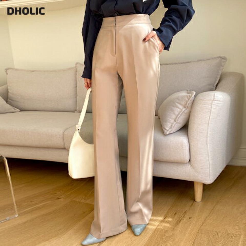 セミフレアバックゴムスラックス・全3色・b66755 レディース 【pt】スラックス パンツ ロング 丈 フレア ゴム パステル 無地 シンプル 単色 脚長 オフィスカジュアル カジュアル フェミニン きれいめ 大人 春 夏 秋 冬 ベージュ 韓国ファッション