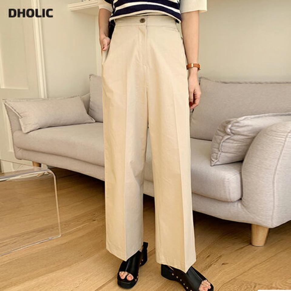 コットンワイドパンツ・全4色・b66756 レディース 【pt】パンツ ロング 丈 ワイド 単色 シンプル 無地 コットン 綿 パステル 春 夏 秋 冬 ボタン ストレート ハイウエスト スタイルアップ 脚長 カジュアル きれいめ 大人っぽ 韓国ファッション