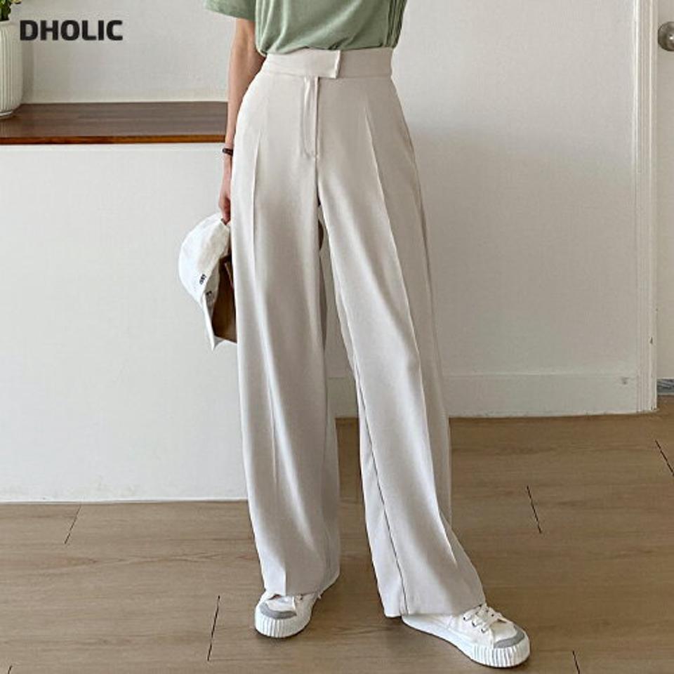 バックシークレットゴムワイドスラックス・全3色・b66733 レディース 【pt】スラックス パンツ ロング 丈 パステル 無地 単色 シンプル ベーシック ゆったり ハイウエスト 脚長 ストレート 春 夏 秋 冬 美脚 ダーツライン ウエスト カジュアル ゴム 韓国ファッション