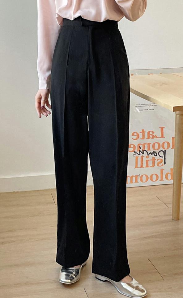 バックシークレットゴムワイドスラックス・全3色・b66733 レディース 【pt】スラックス パンツ ロング 丈 パステル 無地 単色 シンプル ベーシック ゆったり ハイウエスト 脚長 ストレート 春 夏 秋 冬 美脚 ダーツライン ウエスト カジュアル ゴム 韓国ファッション