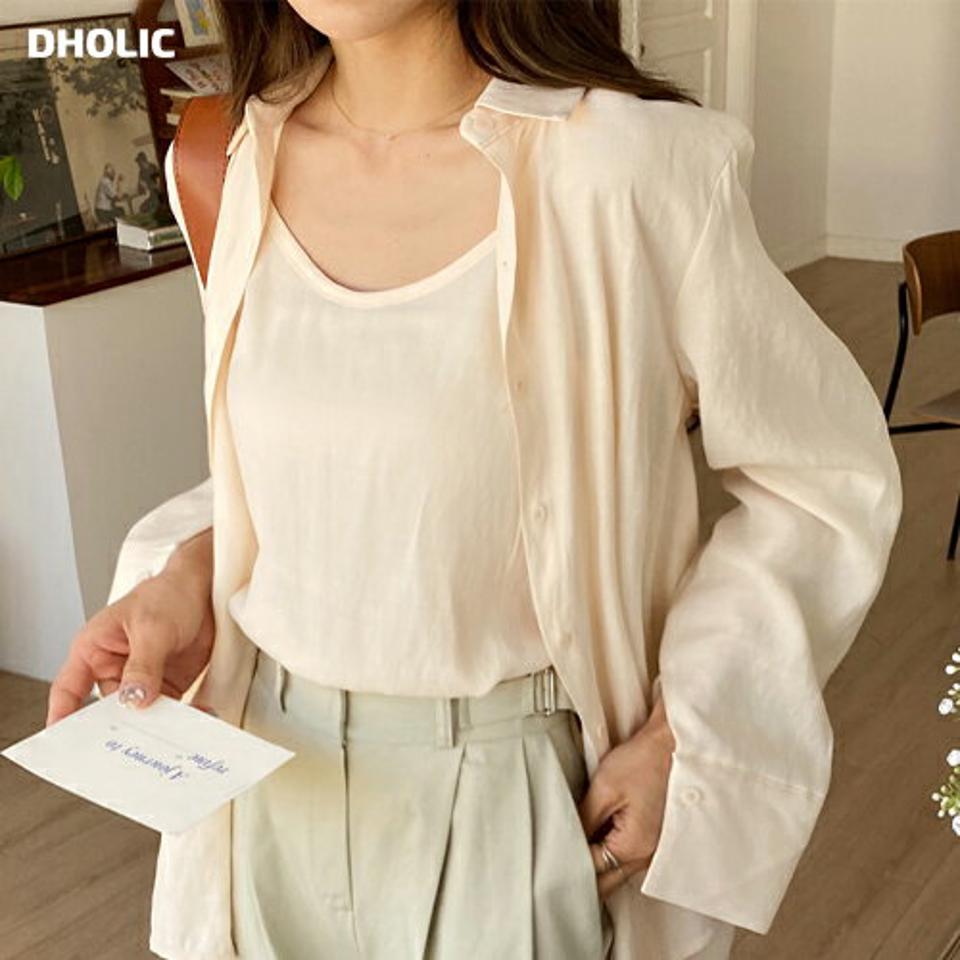 【今だけこの価格】キャミ付シルキーカラーシャツ・全4色・t66799 レディース 【bl】シャツ キャミソール セット インナー トップス 長袖 ボタン パステル 鎖骨 デコルテ見せ 無地 単色 シンプル 春 秋 カジュアル ラフ ゆったり シルキー 韓国ファッション セール