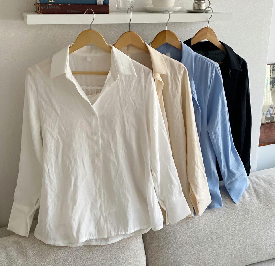 【今だけこの価格】キャミ付シルキーカラーシャツ・全4色・t66799 レディース 【bl】シャツ キャミソール セット インナー トップス 長袖 ボタン パステル 鎖骨 デコルテ見せ 無地 単色 シンプル 春 秋 カジュアル ラフ ゆったり シルキー 韓国ファッション セール