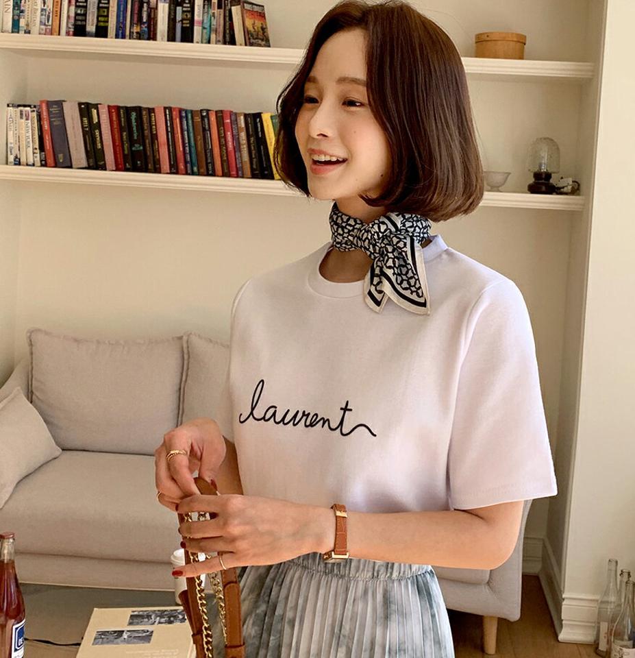 【4DAY限定SALE】レタリングラウンド半袖Tシャツ・全4色・t66742 レディース 【tops】トップス Tシャツ ロゴ ロゴT 半袖 ラフ 春 夏 シンプル レタリング 筆記体 パステル カジュアル ラウンドネック ゆったり 楽ちん 韓国ファッション