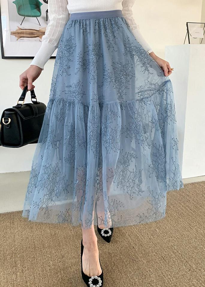 フローラルチュールスカート・全3色・b71747 レディース 【sk】 ボトムス スカート ロング ロングスカート 花柄 フラワー ロング丈 シンプル カラーアイテム 大人 カジュアル フェミニン ティアード 体型カバー 学校行事 春 秋 冬 韓国ファッション ハイホリHIHOLLI