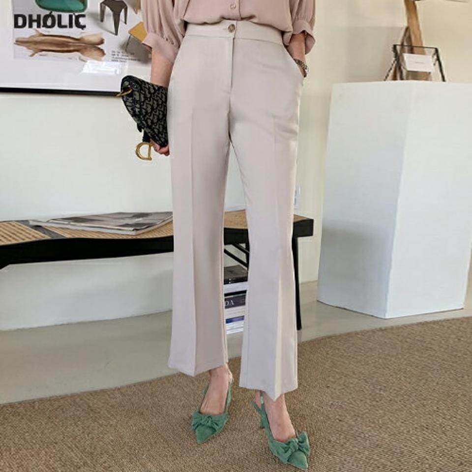 バックゴムフレアスラックス・全3色・t71749 レディース 【pt】 ボトムス ロング ロングパンツ スラックスパンツ スラックス バックゴム フレア 無地 シンプル フェミニン カジュアル 春 秋 冬 韓国ファッション ハイホリHIHOLLI