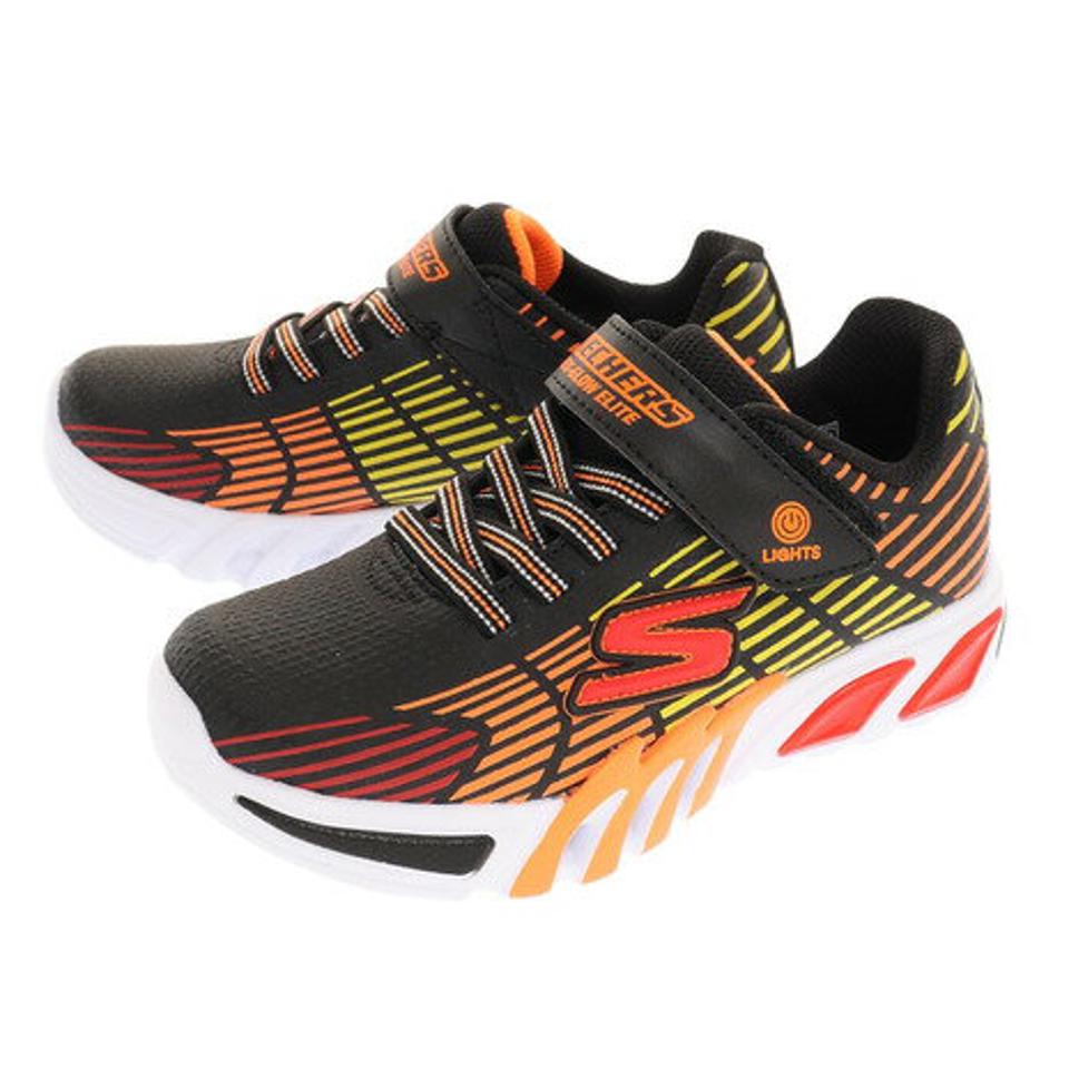 スケッチャーズ（SKECHERS）（キッズ）スニーカー ジュニア ベルト付き 黒 青 シューズフレックス グローエリート ブラック ブルー 400135L