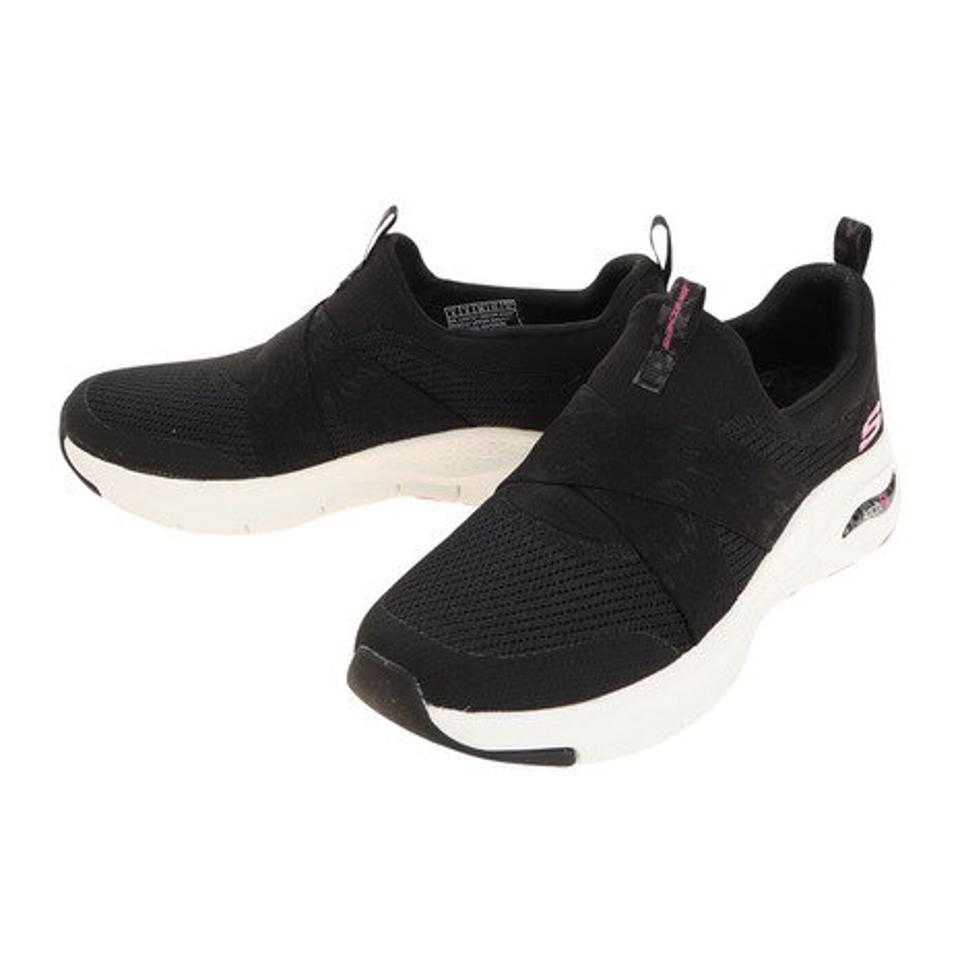 スケッチャーズ（SKECHERS）（レディース） アーチ フィット モダン リズム 149717 ブラック ピンク カジュアルシューズ スリッポン スニーカー ウォーキング