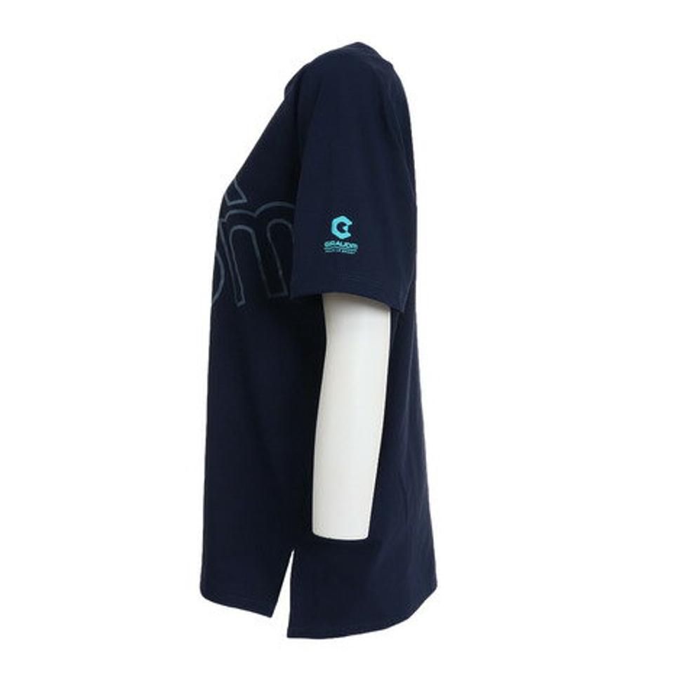 【2点で500円OFFクーポンあり6日9:59迄】ジローム(GIRAUDM) ドライ 速乾 UV ドライプラス プリント天竺チュニック 半袖シャツ CT2S3384-TR864-DGCD NVY (レディース)