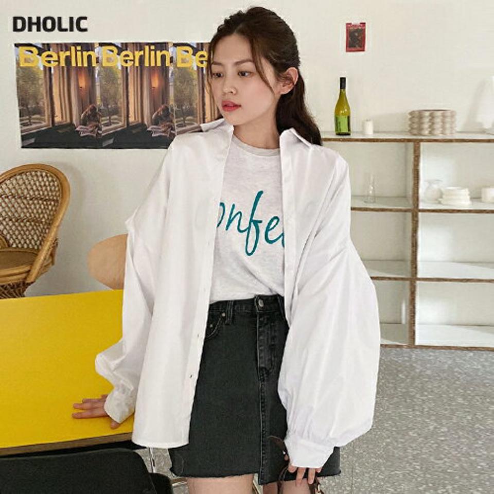 パフドロップショルダーシャツ・全4色・t66342 レディース 【bl】シャツ トップス 長袖 春 秋 シンプル 無地 単色 ドロップショルダー 肩落ち オーバーシャツ ゆったり ラフ カジュアル パステル かわいい 可愛い 韓国ファッション