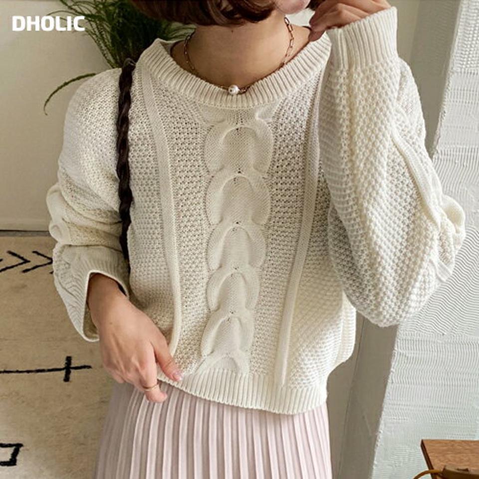 クロップドケーブルニット・全5色・t66347 レディース 【tops】ニット トップス 長袖 ケーブル 編み 柄 単色 クロップド丈 秋 冬 カジュアル カラーニット パステル リブ ドロップショルダー 上品 可愛い かわいい フェミニン カジュアル 大人っぽ 韓国ファッション