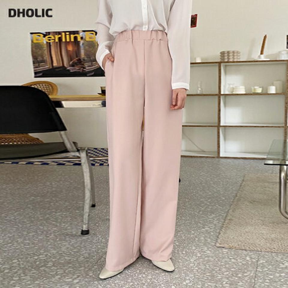 ウエストゴムワイドパンツ・全3色・t66358 レディース 【pt】パンツ ロング 丈 無地 単色 シンプル ハイウエスト 春 夏 秋 冬 パステル ウエストゴム 楽ちん ワイド カジュアル 大人っぽ クリーム ココア ピンク 韓国ファッション