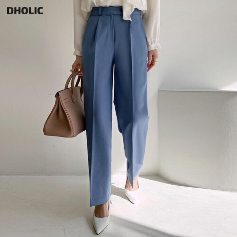 ワイドピンタックスラックス・全3色・t00244 レディース 【pt】スラックス パンツ ズボン ロングパンツ ワイドスラックス 単色 無地 シンプル ベーシック 大人 オフィスカジュアル 水色 カラーパンツ 春 秋 冬 韓国ファッション ハイホリHIHOLLI