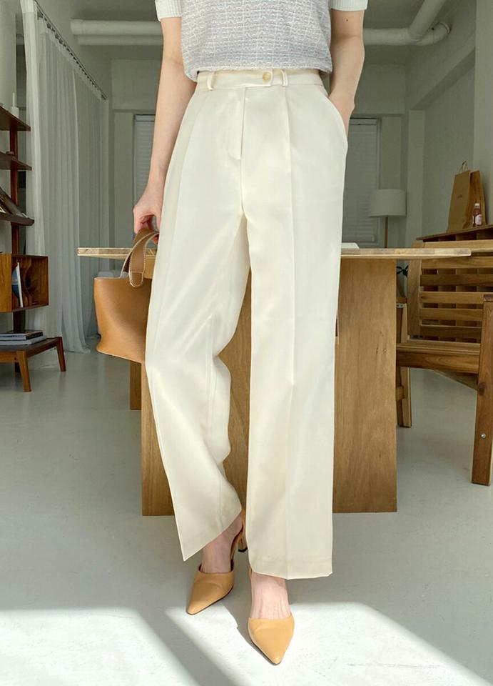 ワイドピンタックスラックス・全3色・t00244 レディース 【pt】スラックス パンツ ズボン ロングパンツ ワイドスラックス 単色 無地 シンプル ベーシック 大人 オフィスカジュアル 水色 カラーパンツ 春 秋 冬 韓国ファッション ハイホリHIHOLLI