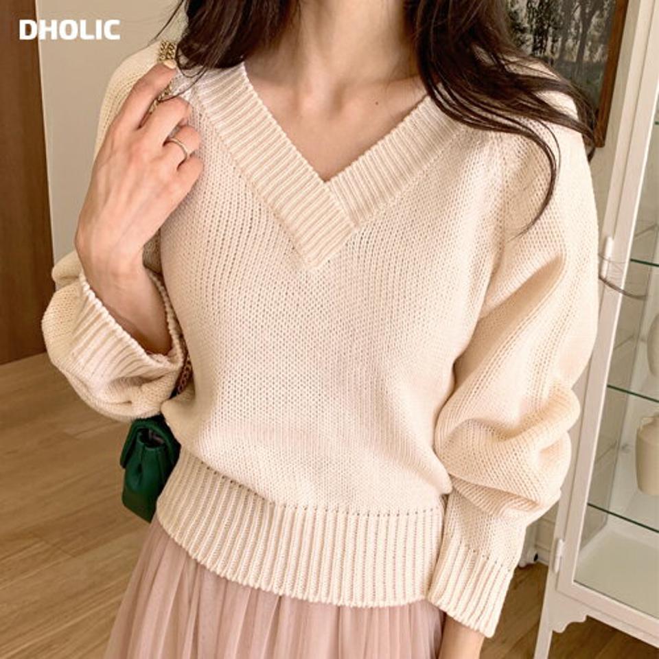 【マラソン特価】Vネックルーズフィットニット・全5色・t66779 レディース 【tops】韓国ファッション トップス ニット 大人 長袖 Vネックルーズ ラグラン 無地 ベーシック シンプル フェミニン カジュアル デイリー 春 秋 冬 セール