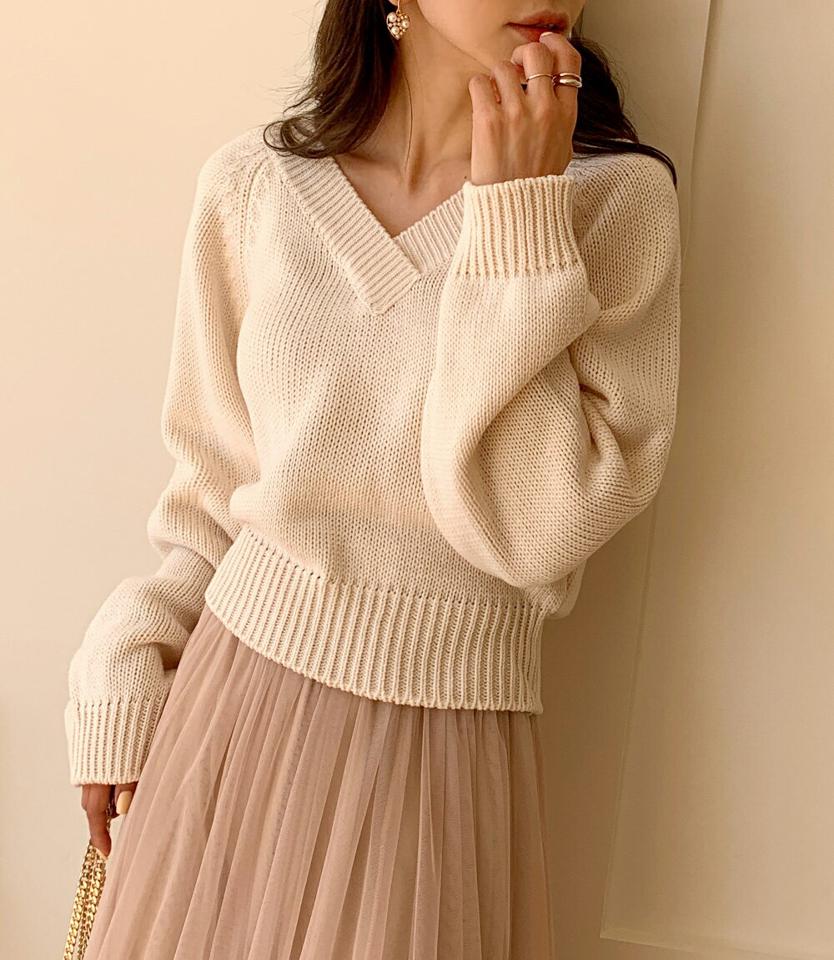 【マラソン特価】Vネックルーズフィットニット・全5色・t66779 レディース 【tops】韓国ファッション トップス ニット 大人 長袖 Vネックルーズ ラグラン 無地 ベーシック シンプル フェミニン カジュアル デイリー 春 秋 冬 セール