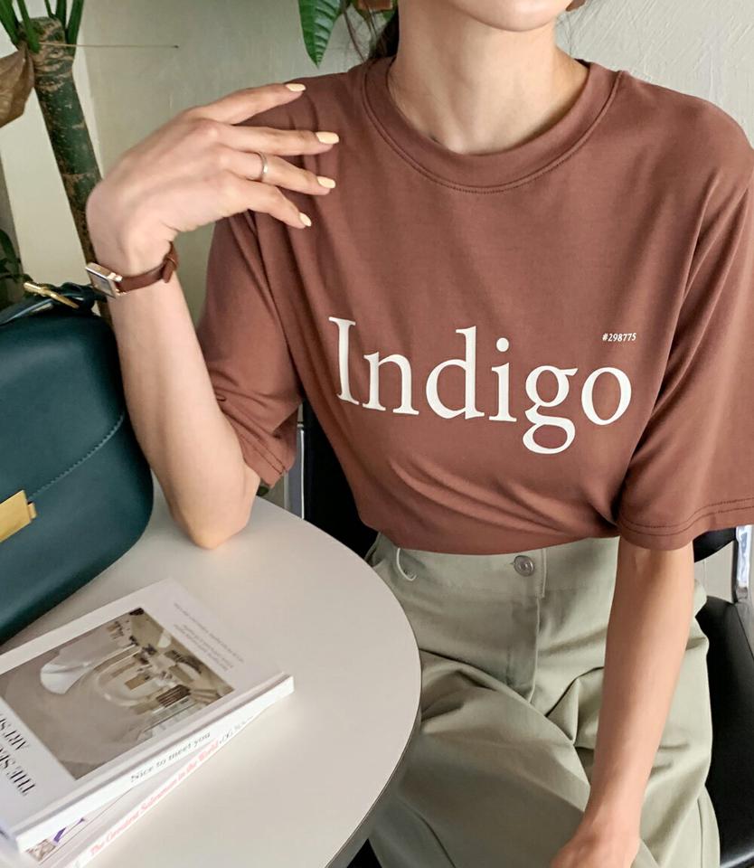 【20%OFF】Indigレタリング半袖Tシャツ・全4色・t66772 レディース 【tops】韓国ファッション トップス Tシャツ 大人 半袖 ラウンドネック レタリング 英字 ロゴ シンプル かわいい フェミニン カジュアル デイリー 春 夏 秋 冬 GWセール