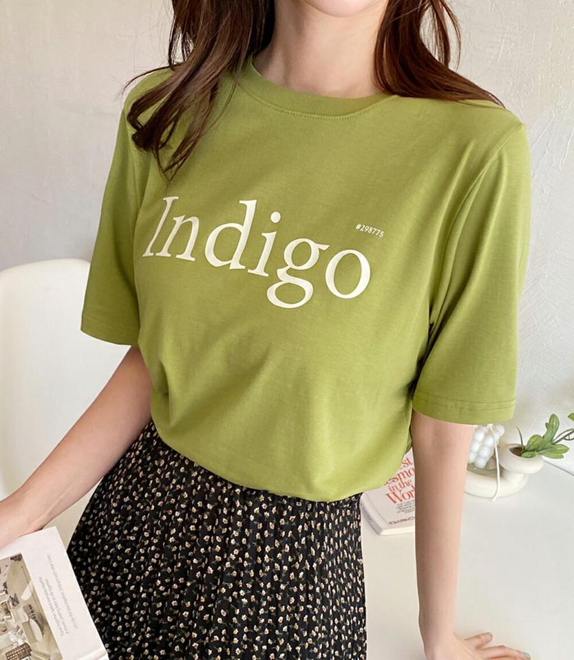 【20%OFF】Indigレタリング半袖Tシャツ・全4色・t66772 レディース 【tops】韓国ファッション トップス Tシャツ 大人 半袖 ラウンドネック レタリング 英字 ロゴ シンプル かわいい フェミニン カジュアル デイリー 春 夏 秋 冬 GWセール