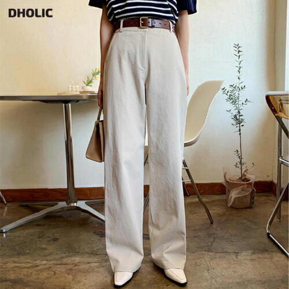 バックゴムワイドコットンパンツ・全4色・t66804 レディース 【pt】韓国ファッション ボトムス ロング ロングパンツ バックゴム ワイド コットンパンツ ストレート 無地 シンプル フェミニン カジュアル 春 秋 冬