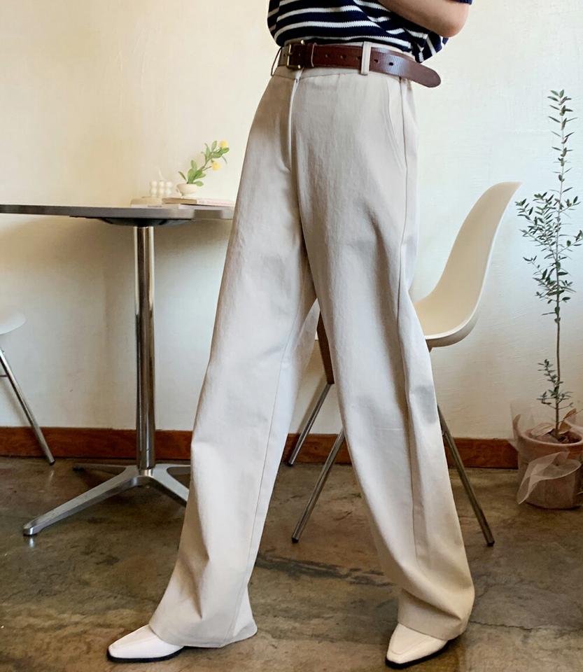 バックゴムワイドコットンパンツ・全4色・t66804 レディース 【pt】韓国ファッション ボトムス ロング ロングパンツ バックゴム ワイド コットンパンツ ストレート 無地 シンプル フェミニン カジュアル 春 秋 冬