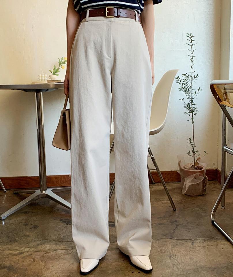 バックゴムワイドコットンパンツ・全4色・t66804 レディース 【pt】韓国ファッション ボトムス ロング ロングパンツ バックゴム ワイド コットンパンツ ストレート 無地 シンプル フェミニン カジュアル 春 秋 冬