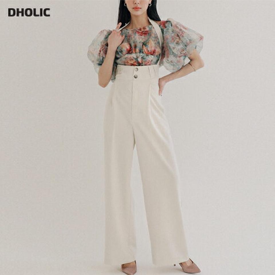 ホルターネックスラックス・全2色・a00194 レディース 【pt】 パンツ スラックス ロング 丈 サスペンダー ホルターネック ワイド ユニーク 単色 無地 ボタン ハイウエスト 脚長 スタイルアップ カジュアル 大人っぽ 韓国ファッション ハイホリHIHOLLI