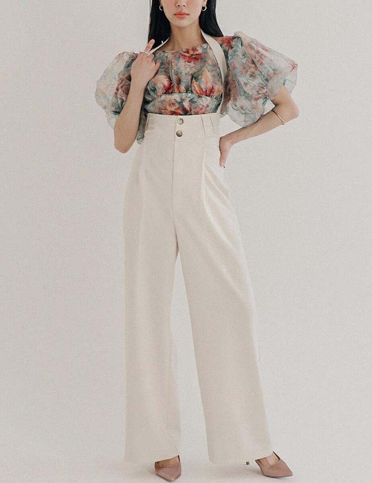 ホルターネックスラックス・全2色・a00194 レディース 【pt】 パンツ スラックス ロング 丈 サスペンダー ホルターネック ワイド ユニーク 単色 無地 ボタン ハイウエスト 脚長 スタイルアップ カジュアル 大人っぽ 韓国ファッション ハイホリHIHOLLI